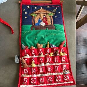 Vintage Advent Calendar with Nativity Scene